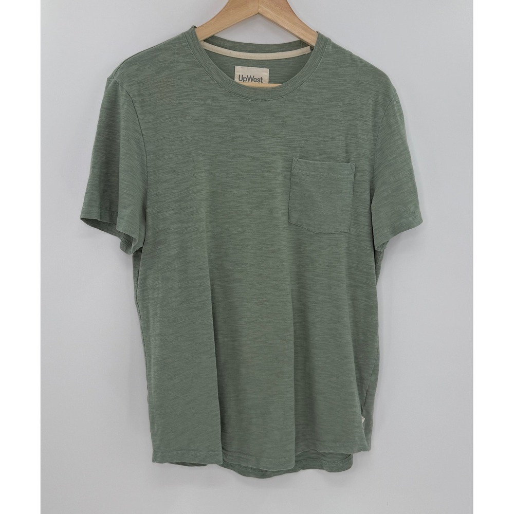 UpWest‎ Mens Pocket T-Shirt Green Cotton Casual Short Sleeve Tee Sz Sm, Peru